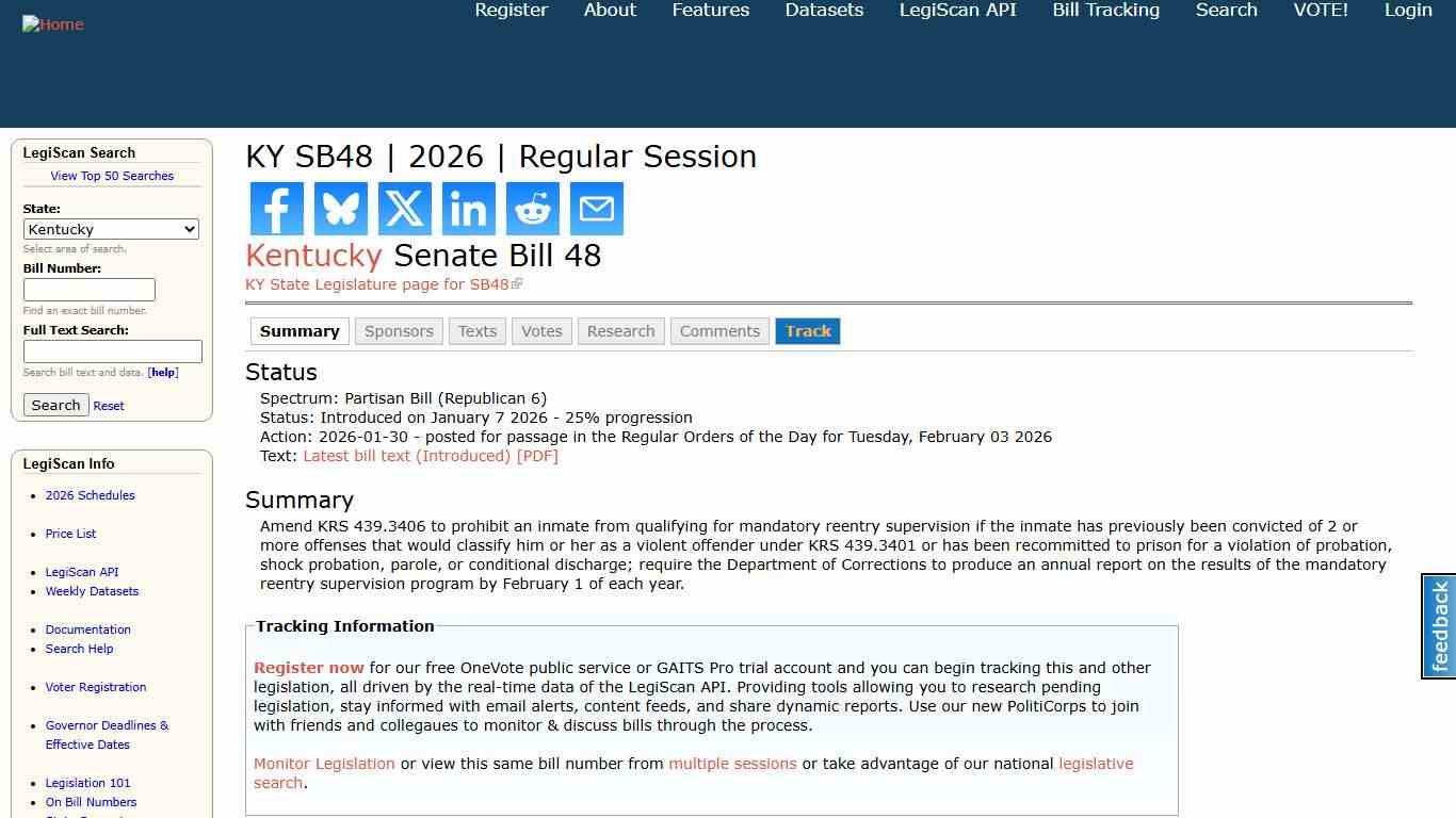 KY SB48 2026 Regular Session LegiScan